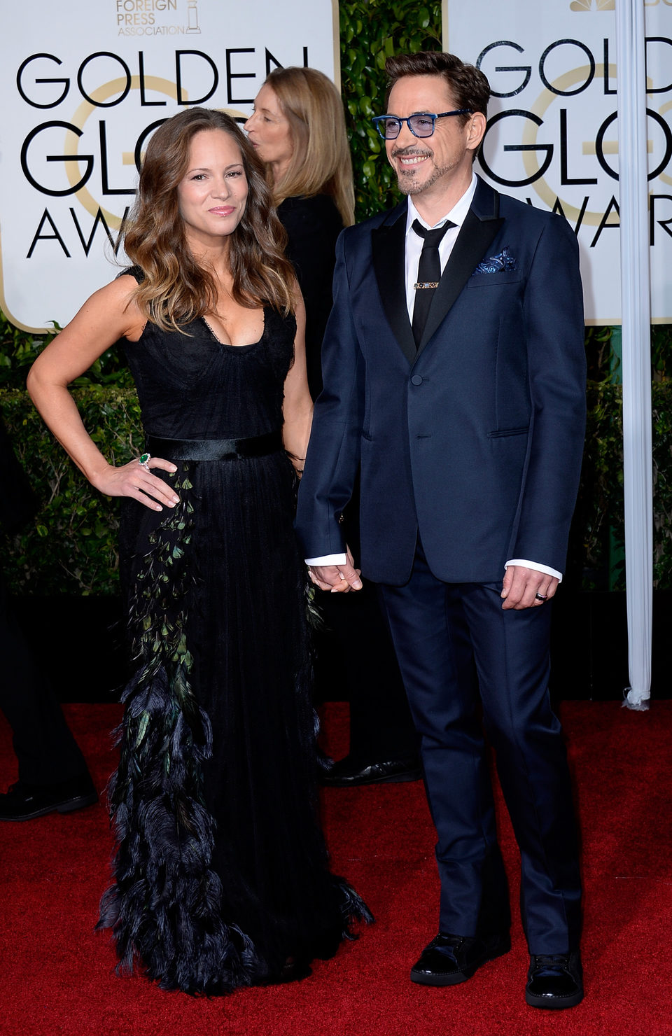 Robert Downey Jr. y Susan Downey en la alfombra roja de los Globos de Oro 2015