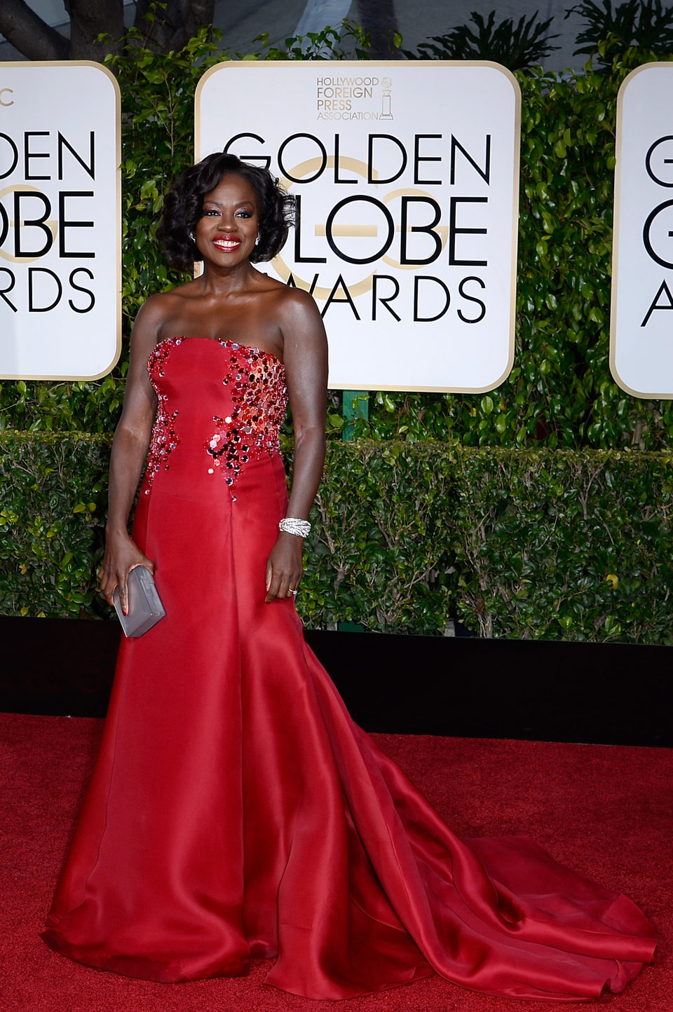 Viola Davis en la alfombra roja de los Globos de Oro 2015