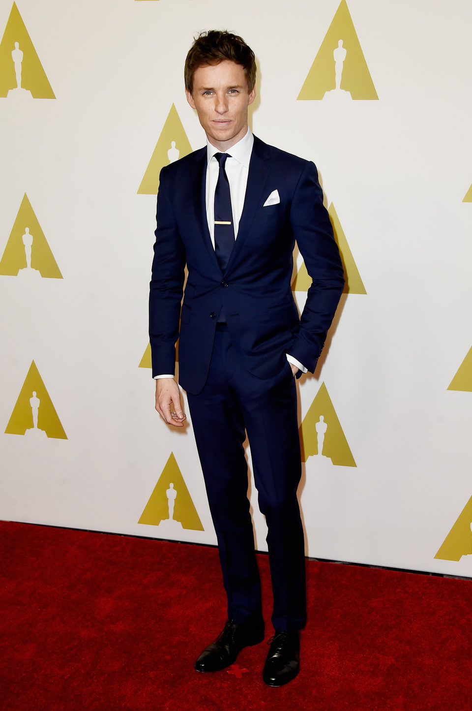 Eddie Redmayne en el almuerzo de los nominados a los Oscar 2015