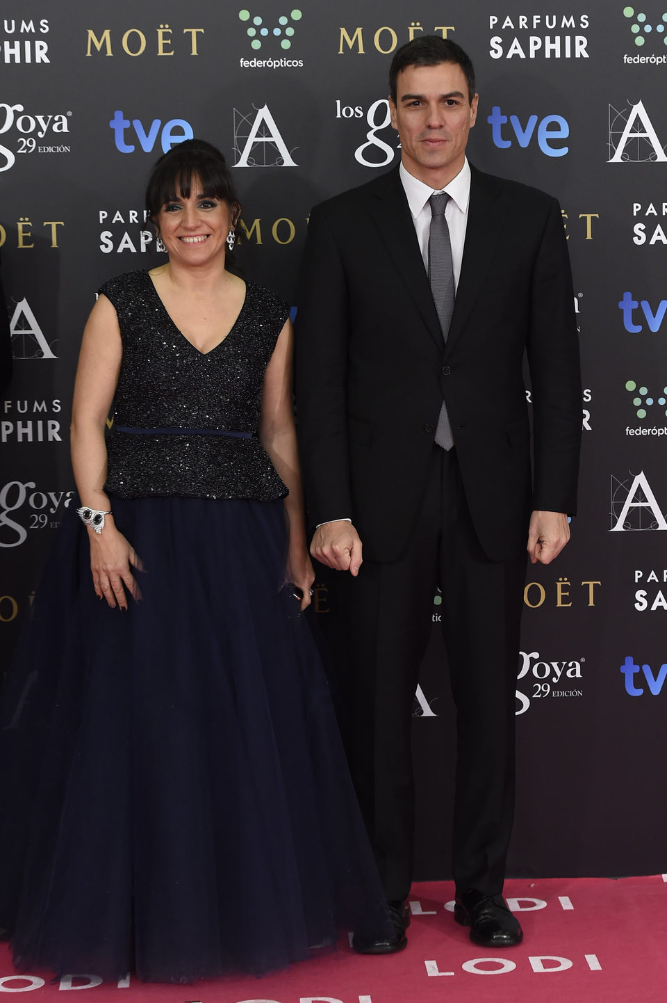 Judith Colell y Pedro Sánchez en los Goya 2015