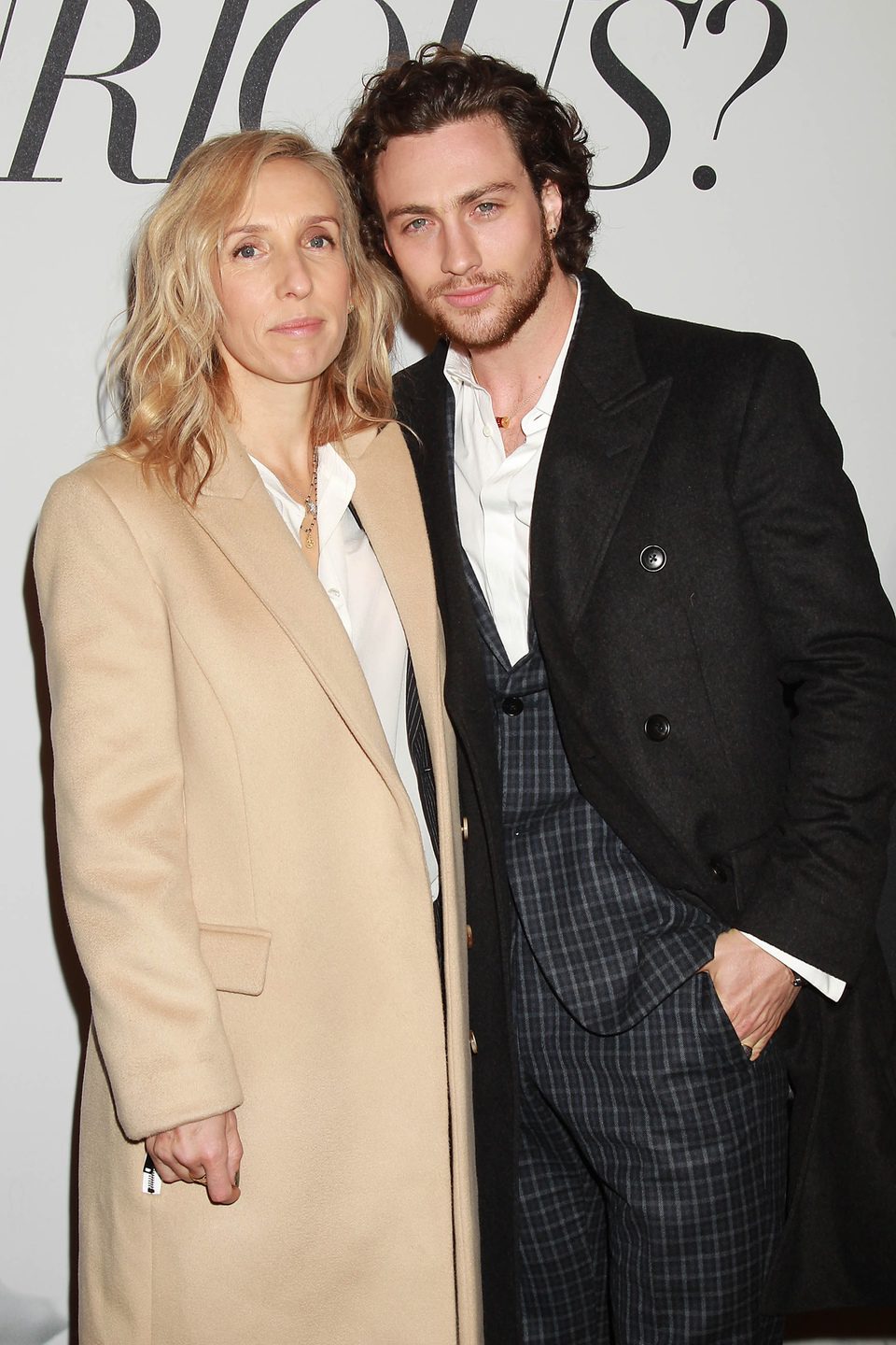 Sam Taylor-Johnson y Aaron Taylor-Johnson en el evento fan de 'Cincuenta sombras de Grey' en Nueva York