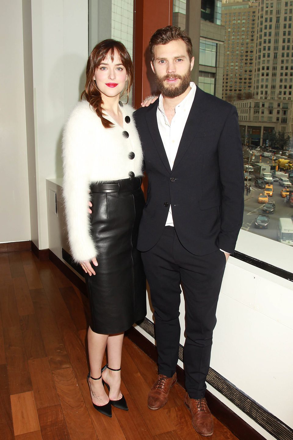 Dakota Johnson y Jamie Dornan en el brunch de presentación de 'Cincuenta sombras de Grey'