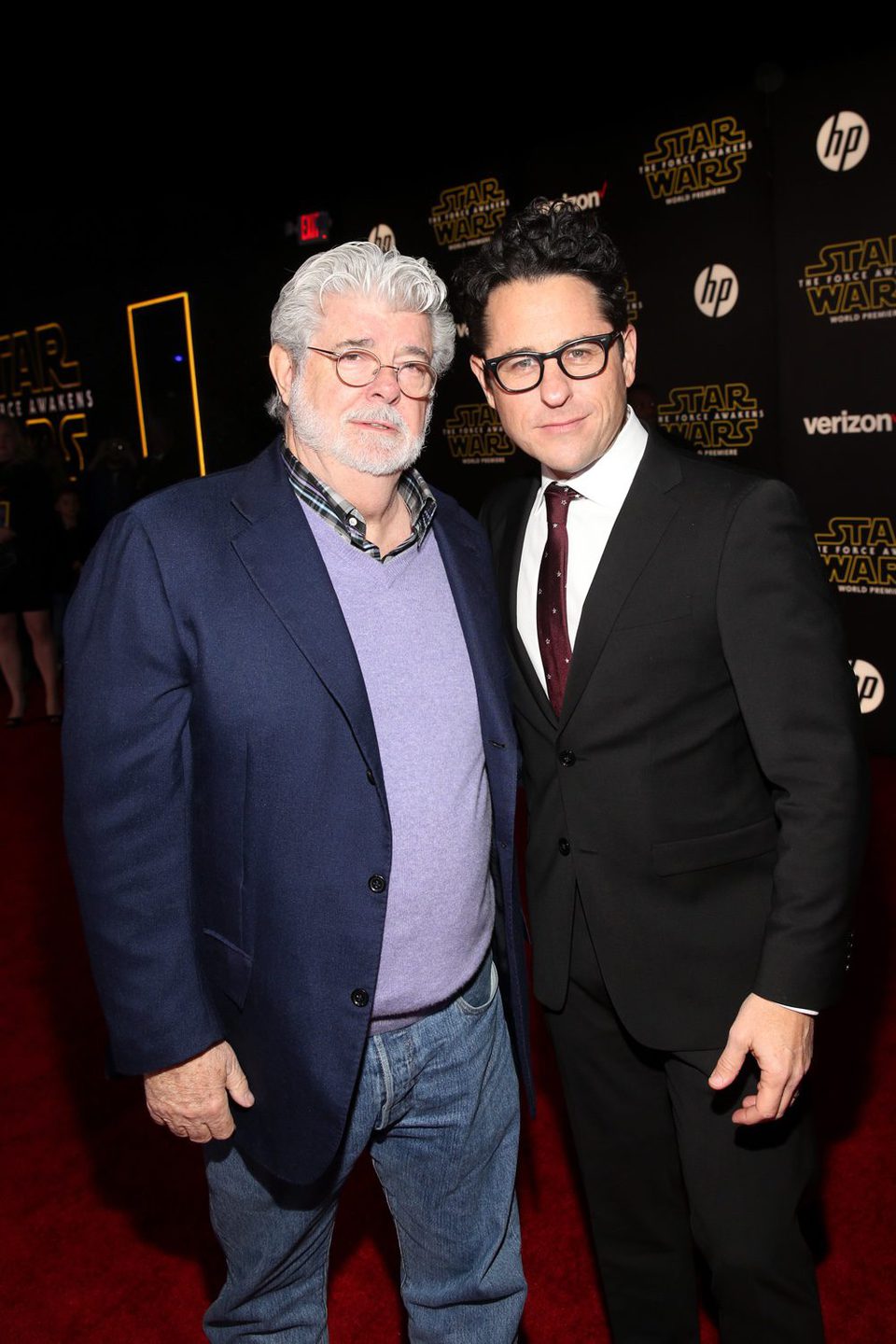 George Lucas y J.J. Abrams en la premiere de 'Star Wars: El despertar de la fuerza'