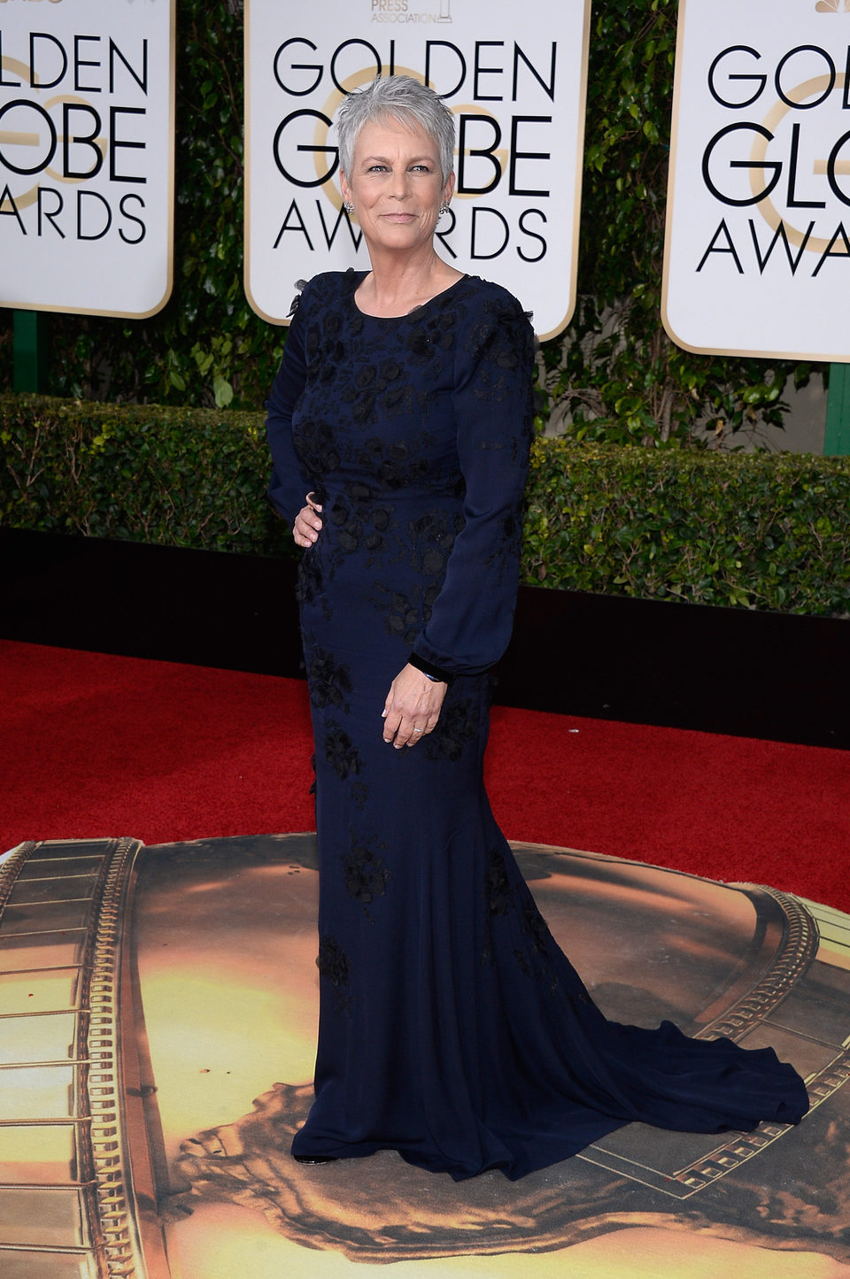 Jamie Lee Curtis en la alfombra roja de los Globos de Oro 2016