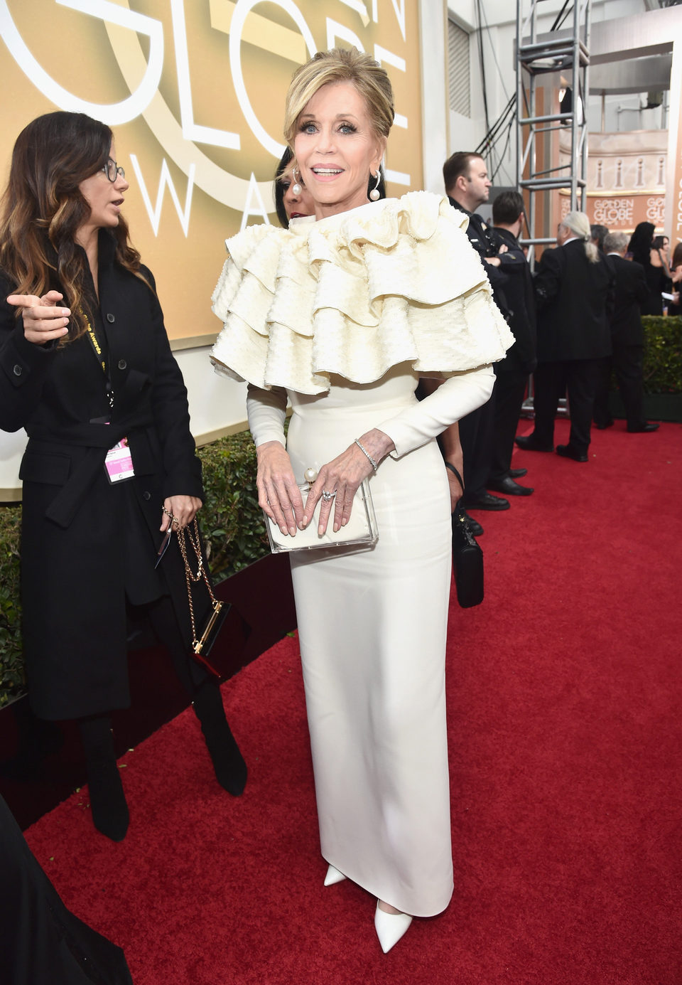 Jane Fonda en la alfombra roja de los Globos de Oro 2016