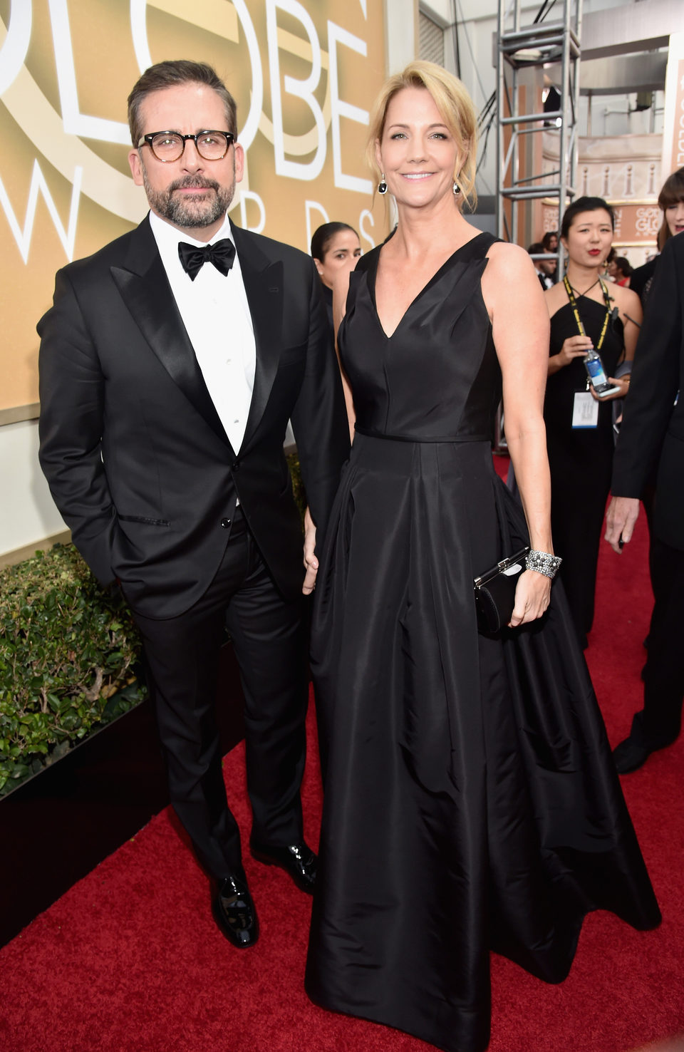 Steve Carell y Nancy Carell en la alfombra roja de los Globos de Oro 2016