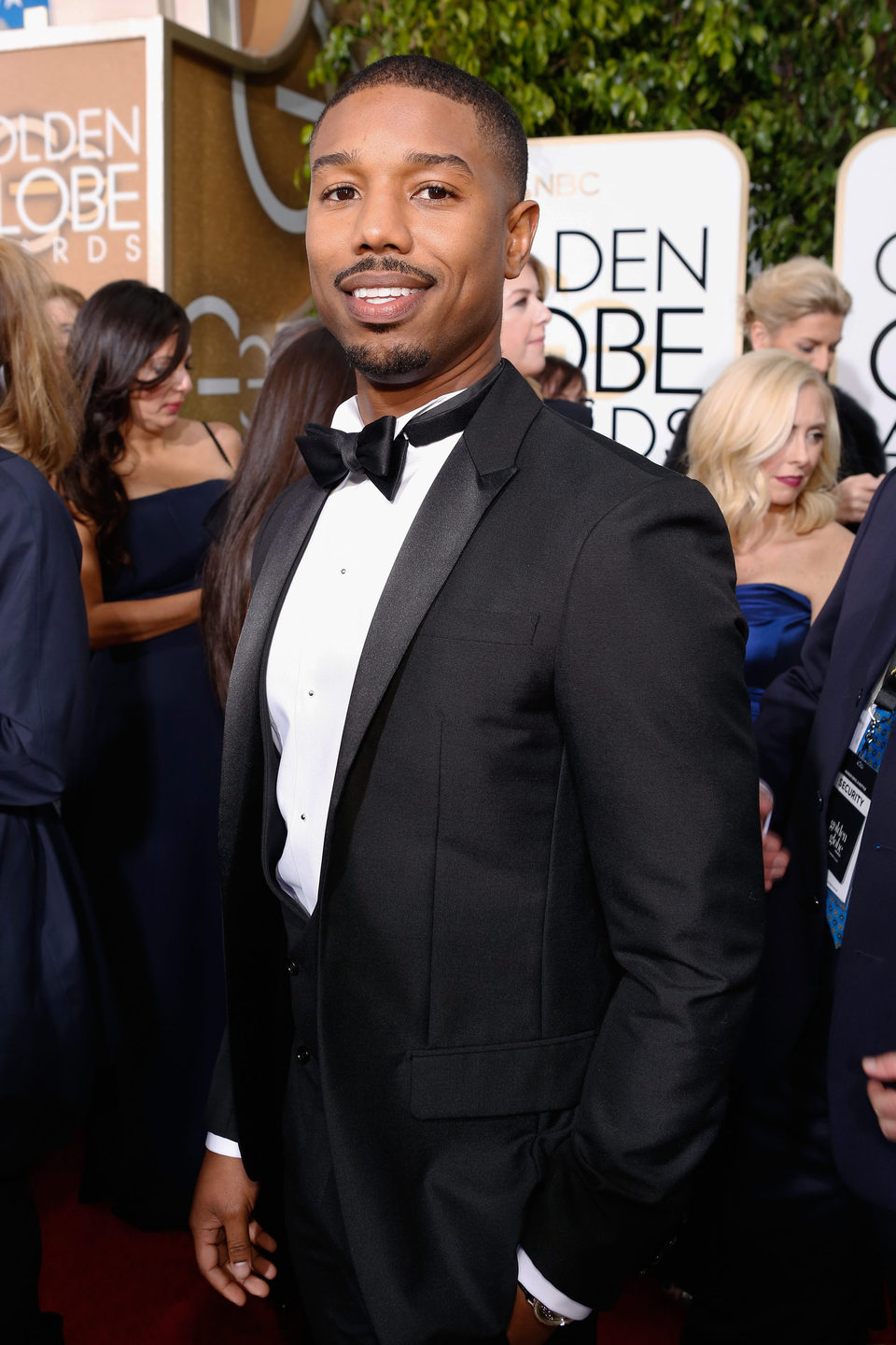 Michael B. Jordan en la alfombra roja de los Globos de Oro 2016