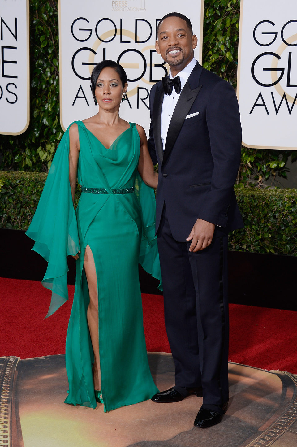 Will Smith y Jada Pinkett Smith en la alfombra roja de los Globos de Oro 2016