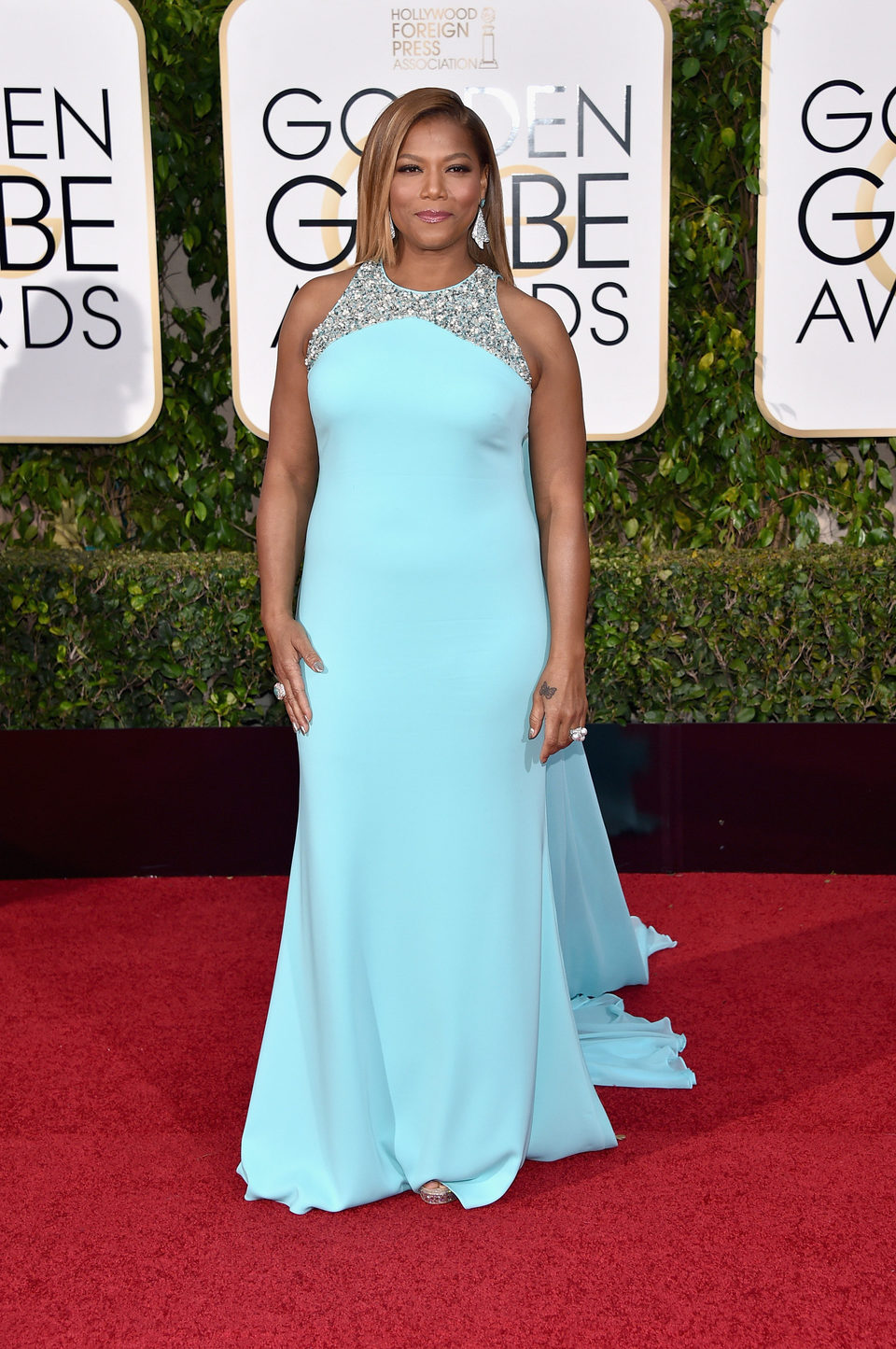 Queen Latifah en la alfombra roja de los Globos de Oro 2016