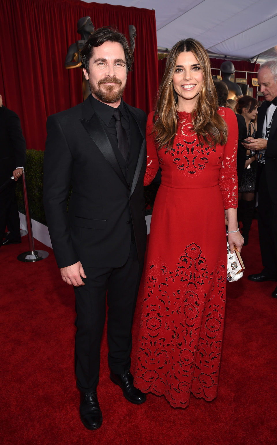 Christian Bale y Sibi Blazic en la alfombra roja de los premios del Sindicato de Actores 2016.