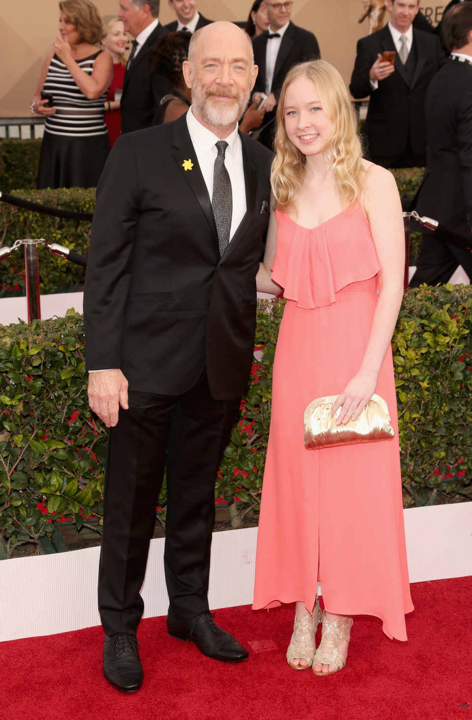 J.K. Simmons y Olivia Simmons en la alfombra roja de los SAG Awards 2016