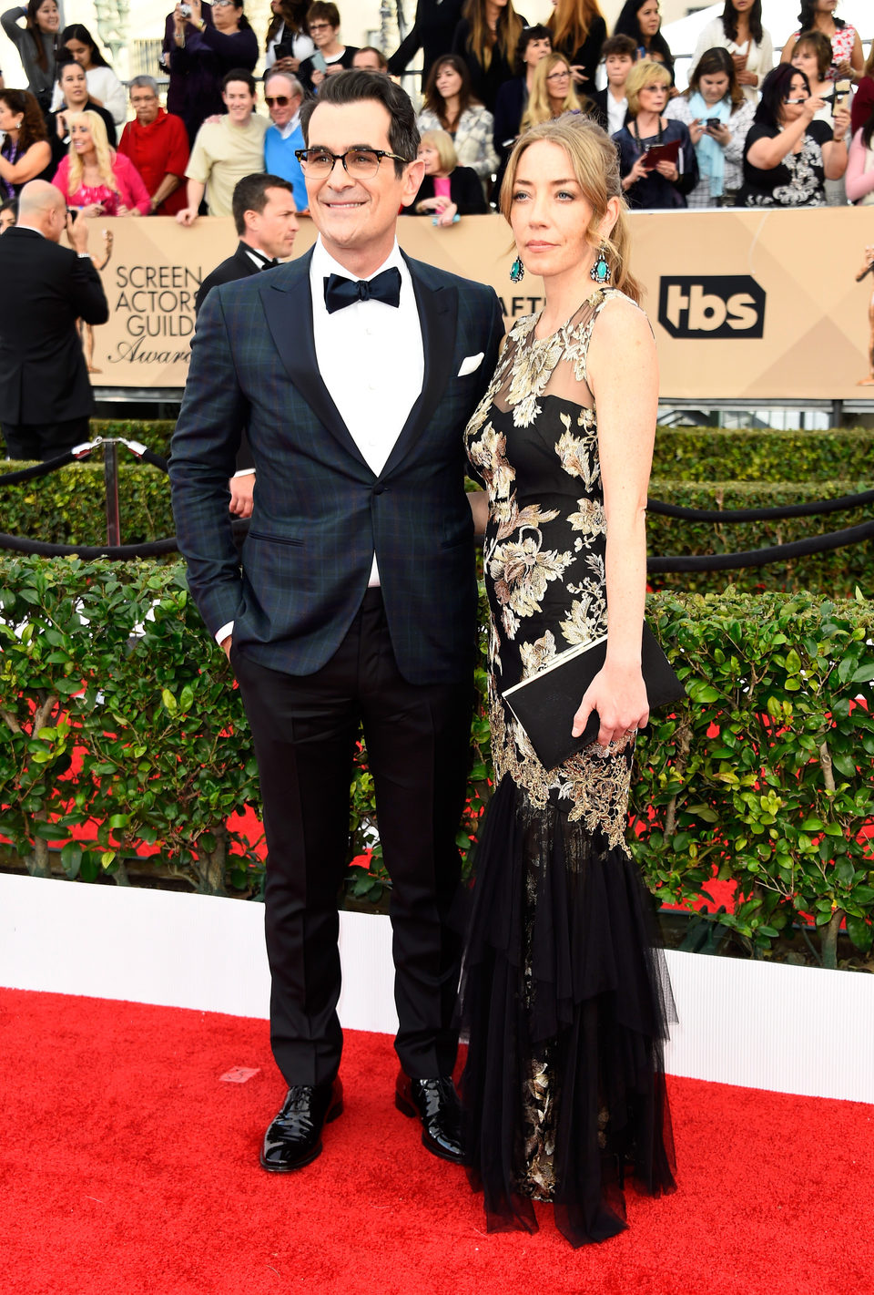 Ty Burrell y Holly Burrell en la alfombra roja de los SAG Awards 2016