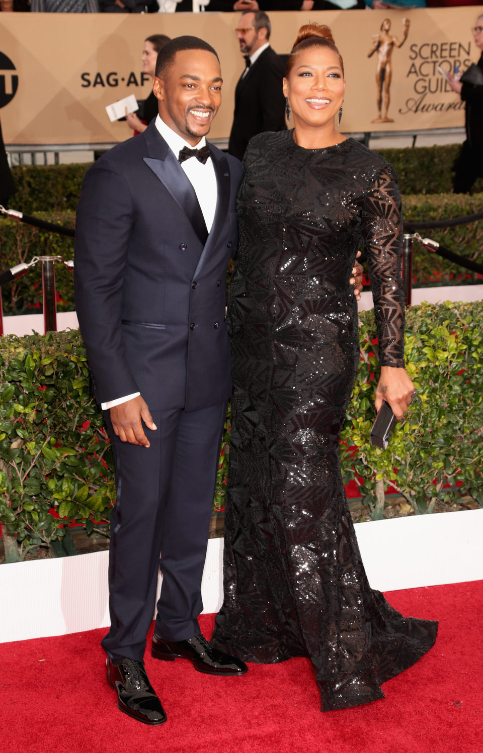 Anthony Mackie y Queen Latifah en los SAG Awards 2016