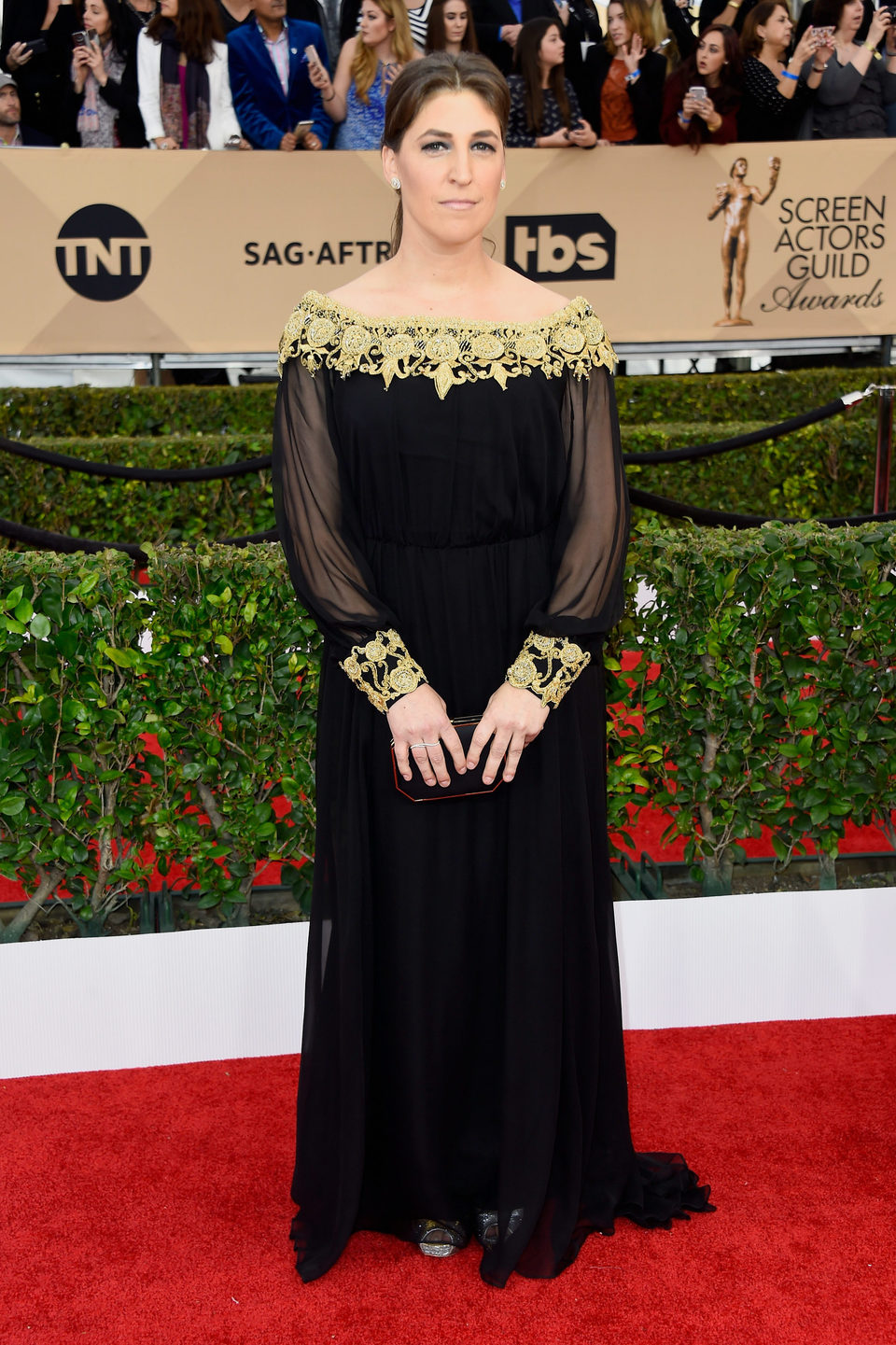 Mayim Bialik en la alfombra roja de los SAG Awards 2016