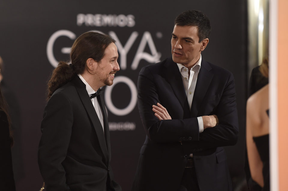 Pablo Iglesias y Pedro Sánchez en los Goya 2016