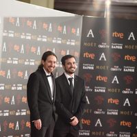 Pablo Iglesias y Alberto Garzón en la alfombra roja de los Premios Goya 2016