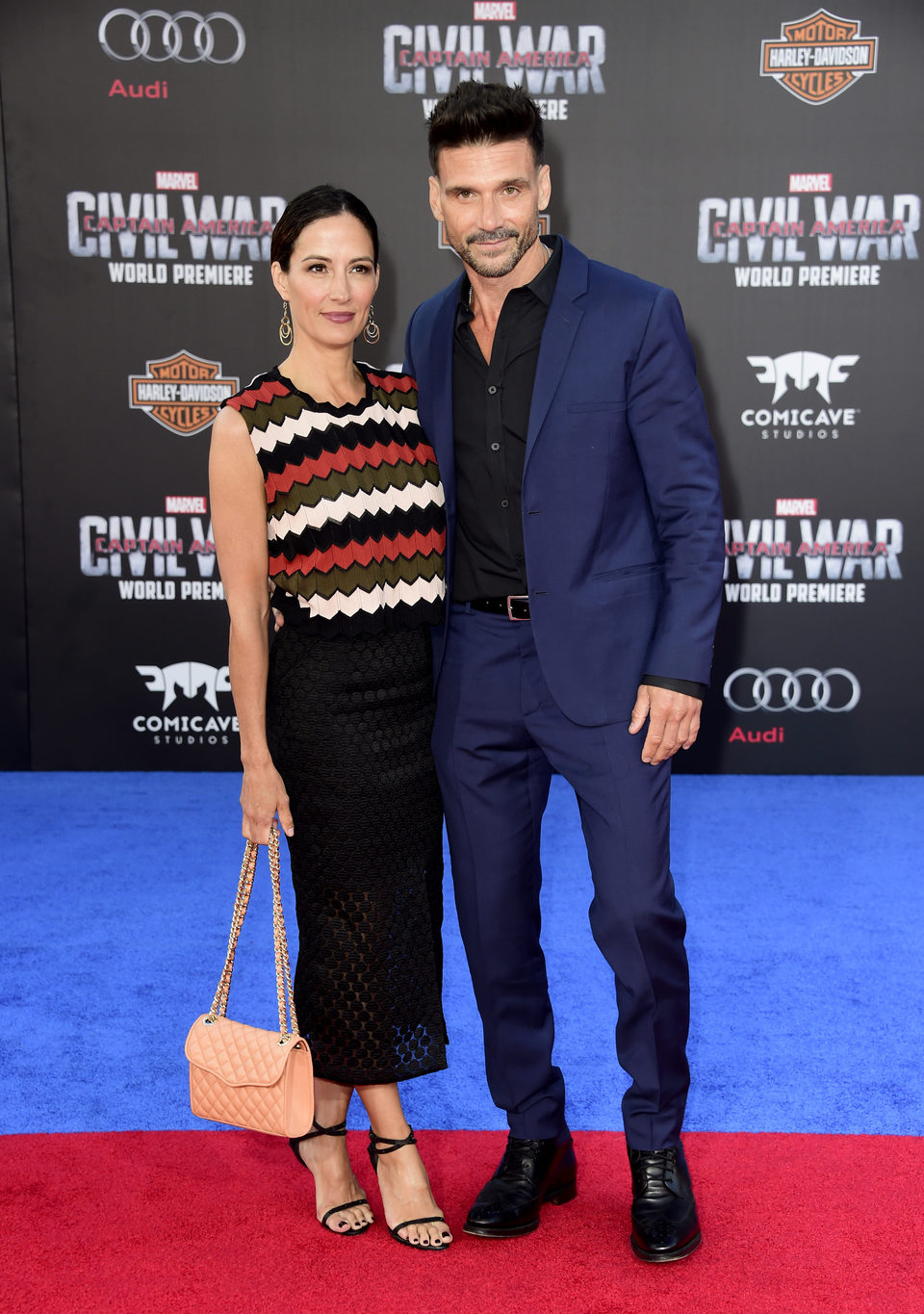 Frank Grillo y Wendy Moniz en la premiere mundial de 'Capitán América: Civil War'