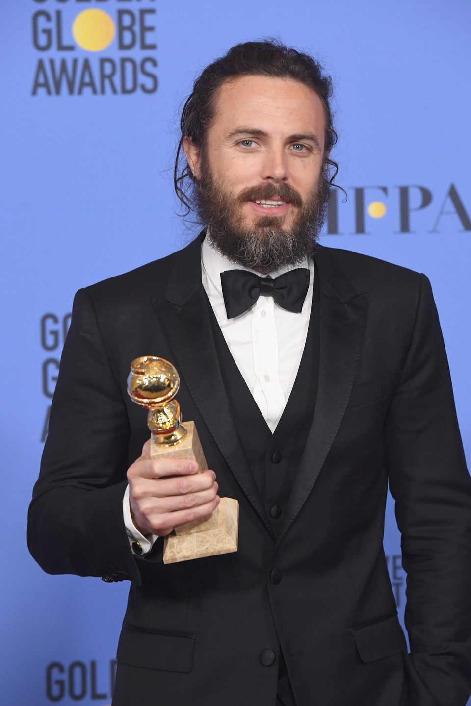 Casey Affleck tras la ceremonia de los Globos de Oro 2017