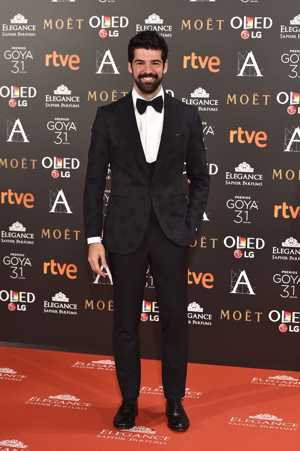 El actor Miguel Ángel Muñoz en la alfombra roja de los Premios Goya 2017