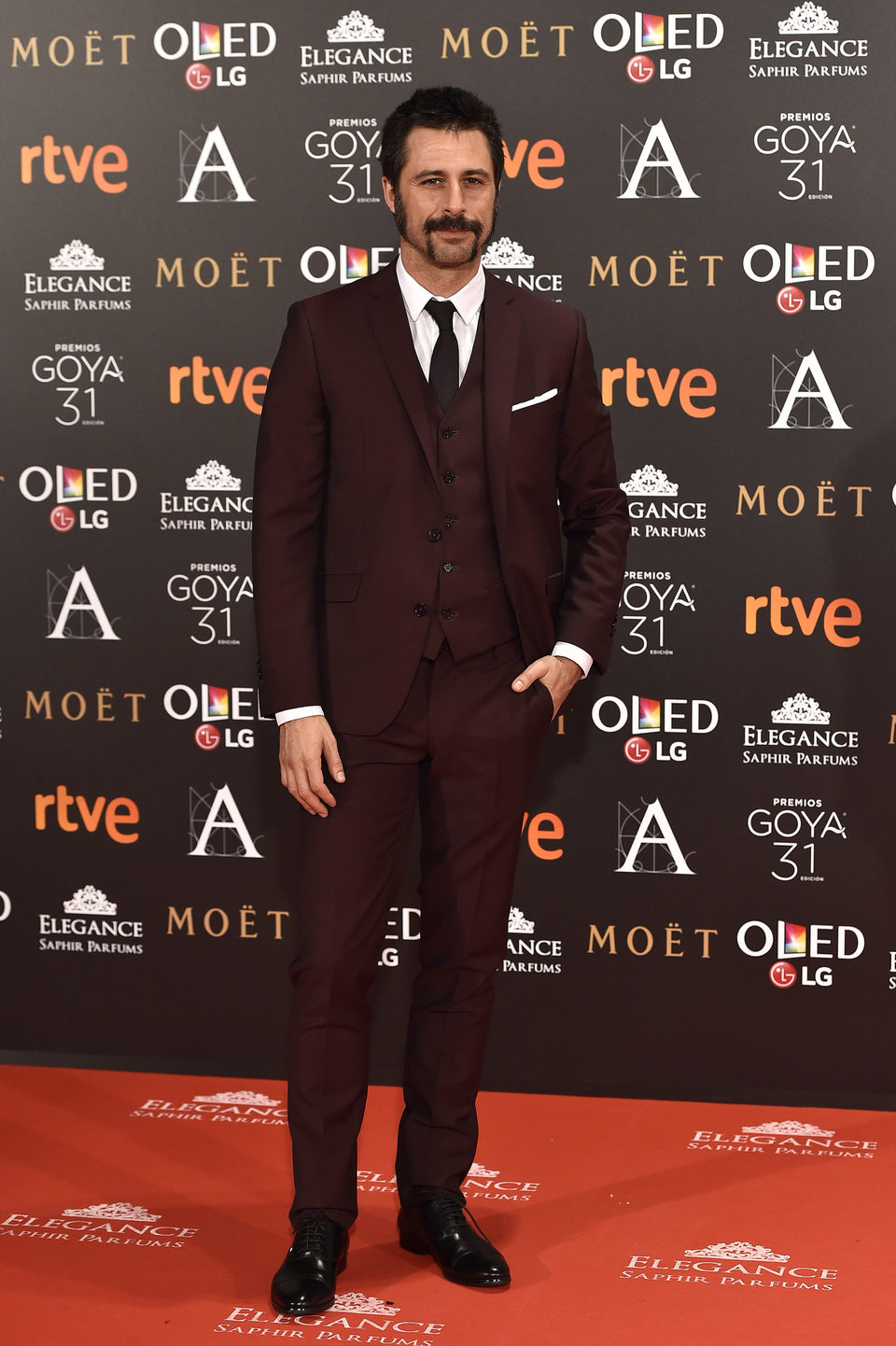 Hugo Silva, actor de la serie 'El ministerio del tiempo', en la alfombra roja de los premios Goya 2017