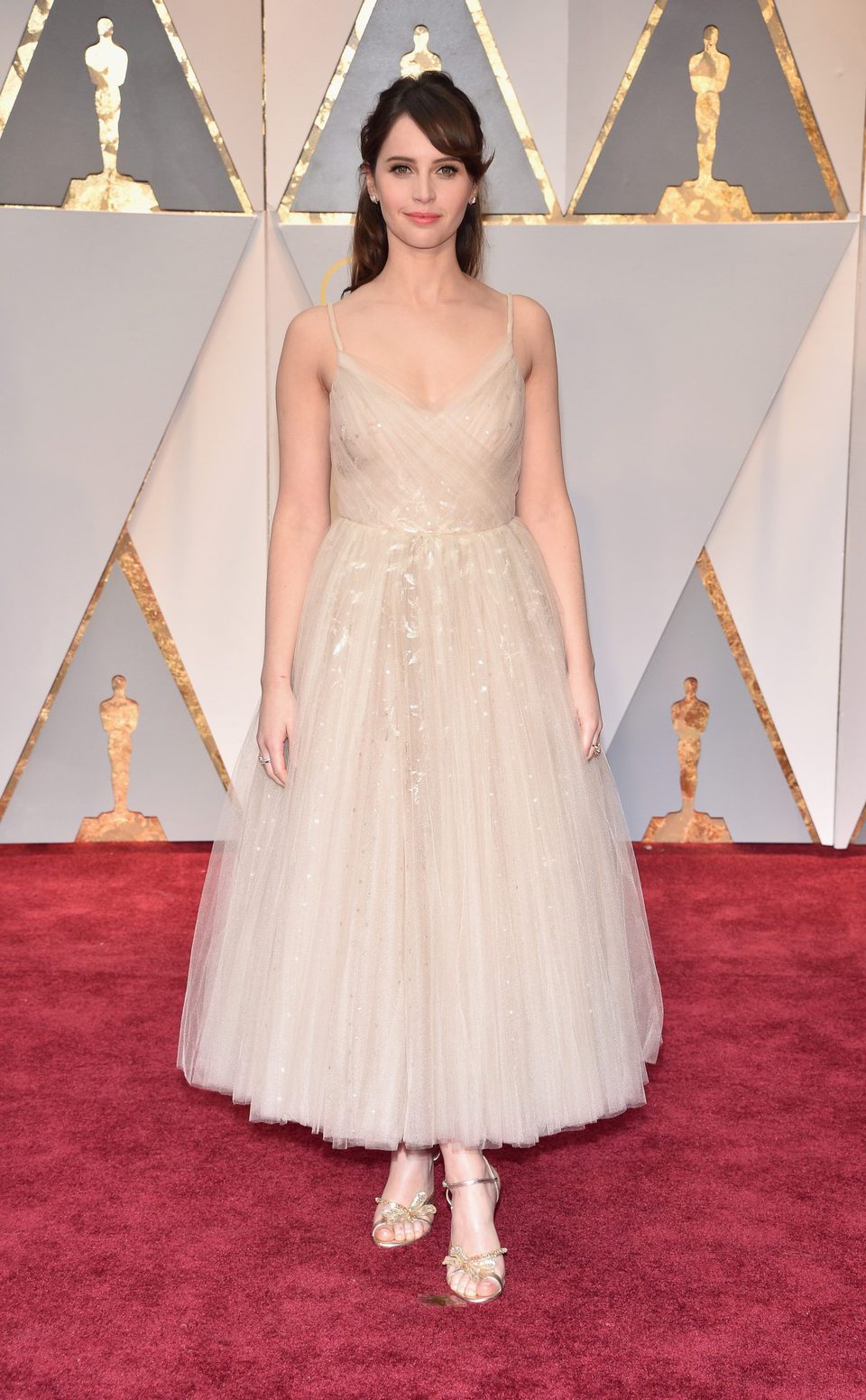 Felicity Jones en la alfombra roja de los Oscar 2017