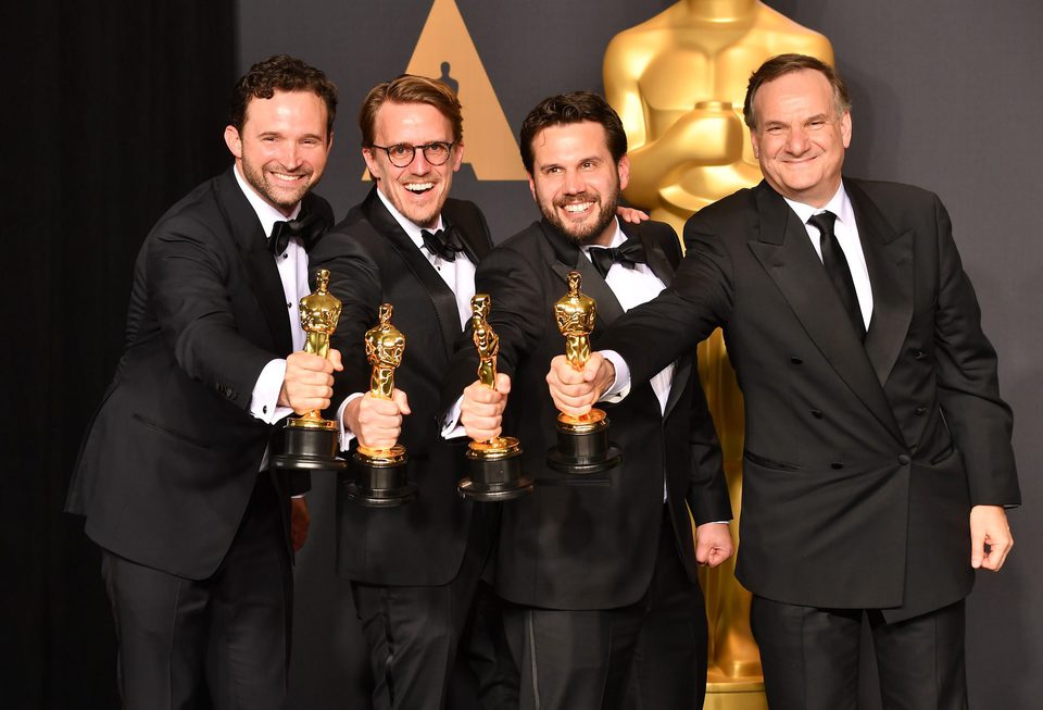 Dan Lemmon, Andrew R. Jones, Adam Valdez y Robert Legato, ganadores del Oscar a Mejores Efectos Visuales por 'El Libro de la Selva'