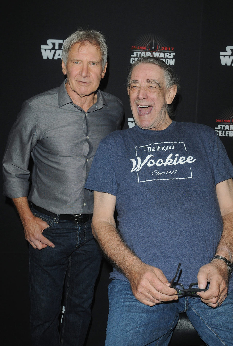 Harrison Ford y Peter Mayhew en la Star Wars Celebration