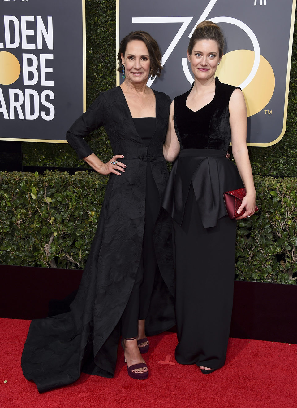 Laurie Metcalf en la alfombra roja de los Globos de Oro 2018