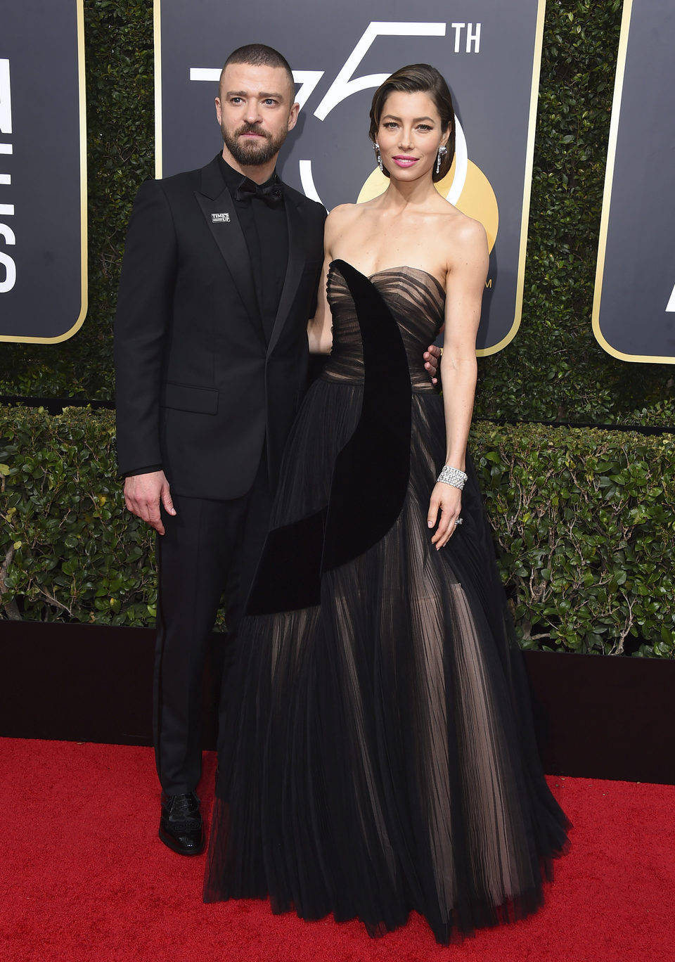 Justin Timberlake y Jessica Biel en la alfombra roja de los Globos de Oro 2018