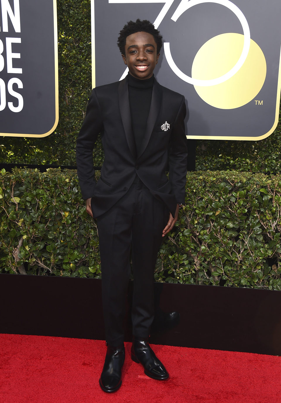 Caleb McLaughlin en la alfombra roja de los Globos de Oro 2018