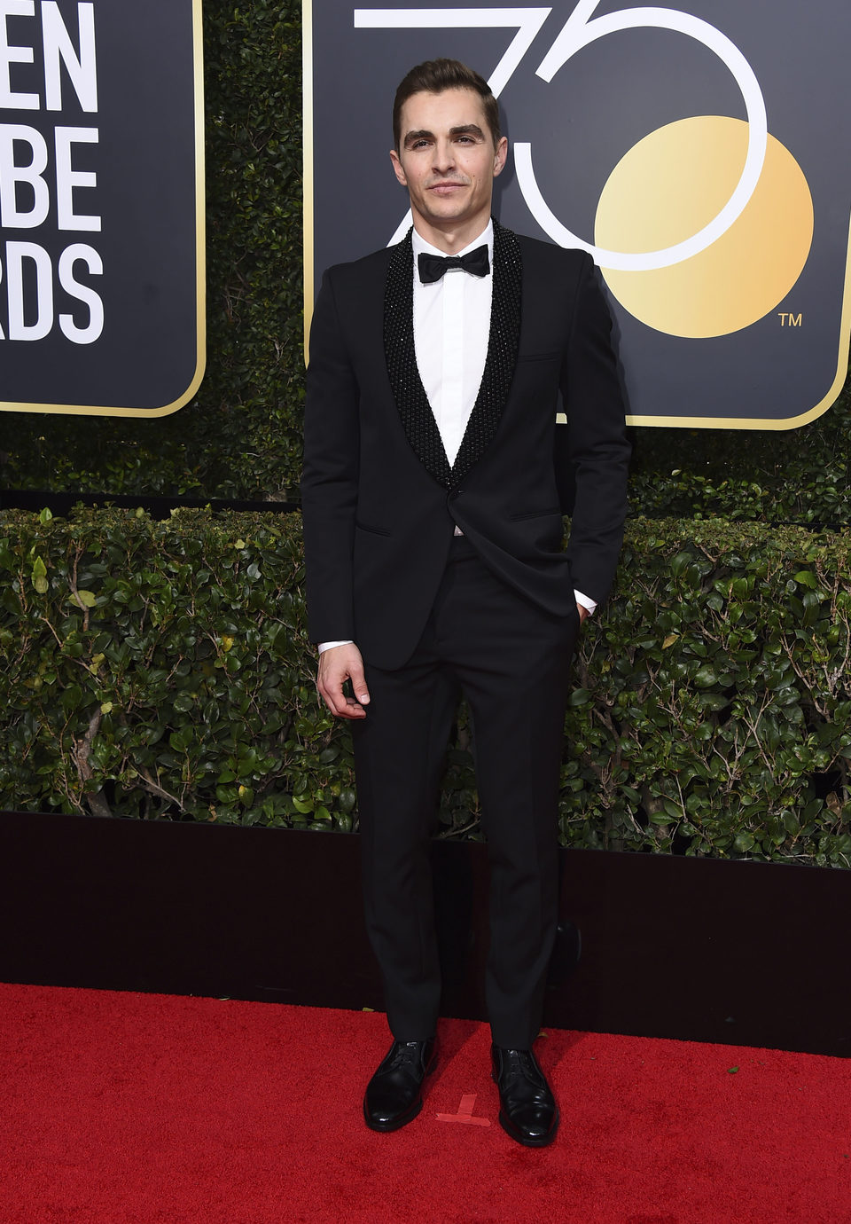 Dave Franco en la alfombra roja de los Globos de Oro 2018 