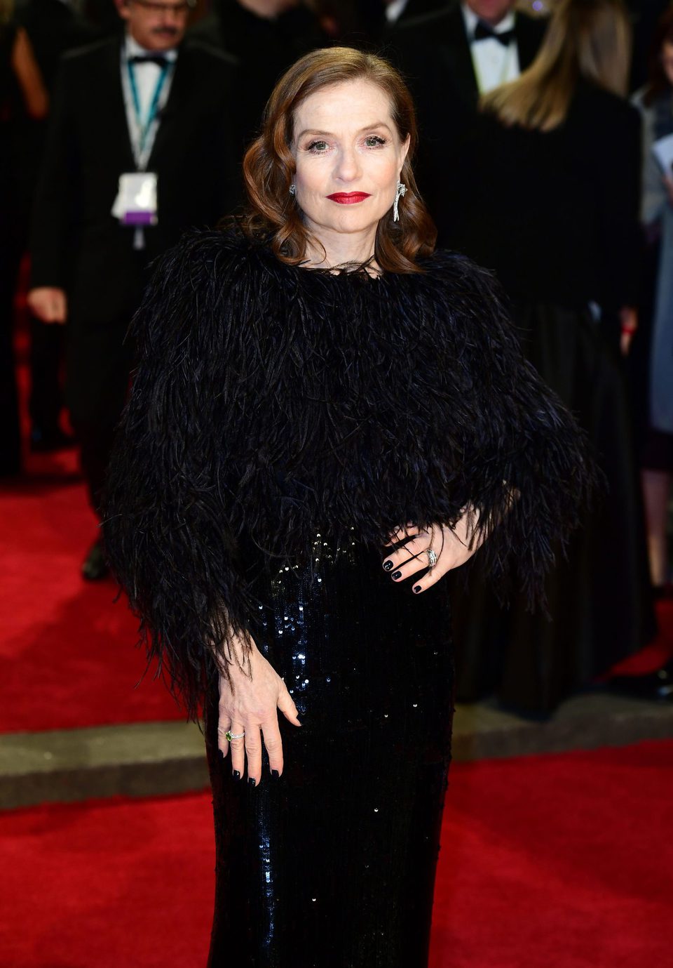 Isabelle Huppert en la alfombra roja de los BAFTA 2018