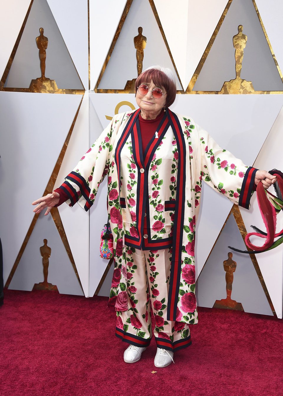 Agnes Varda en la alfombra roja de los Oscars 2018