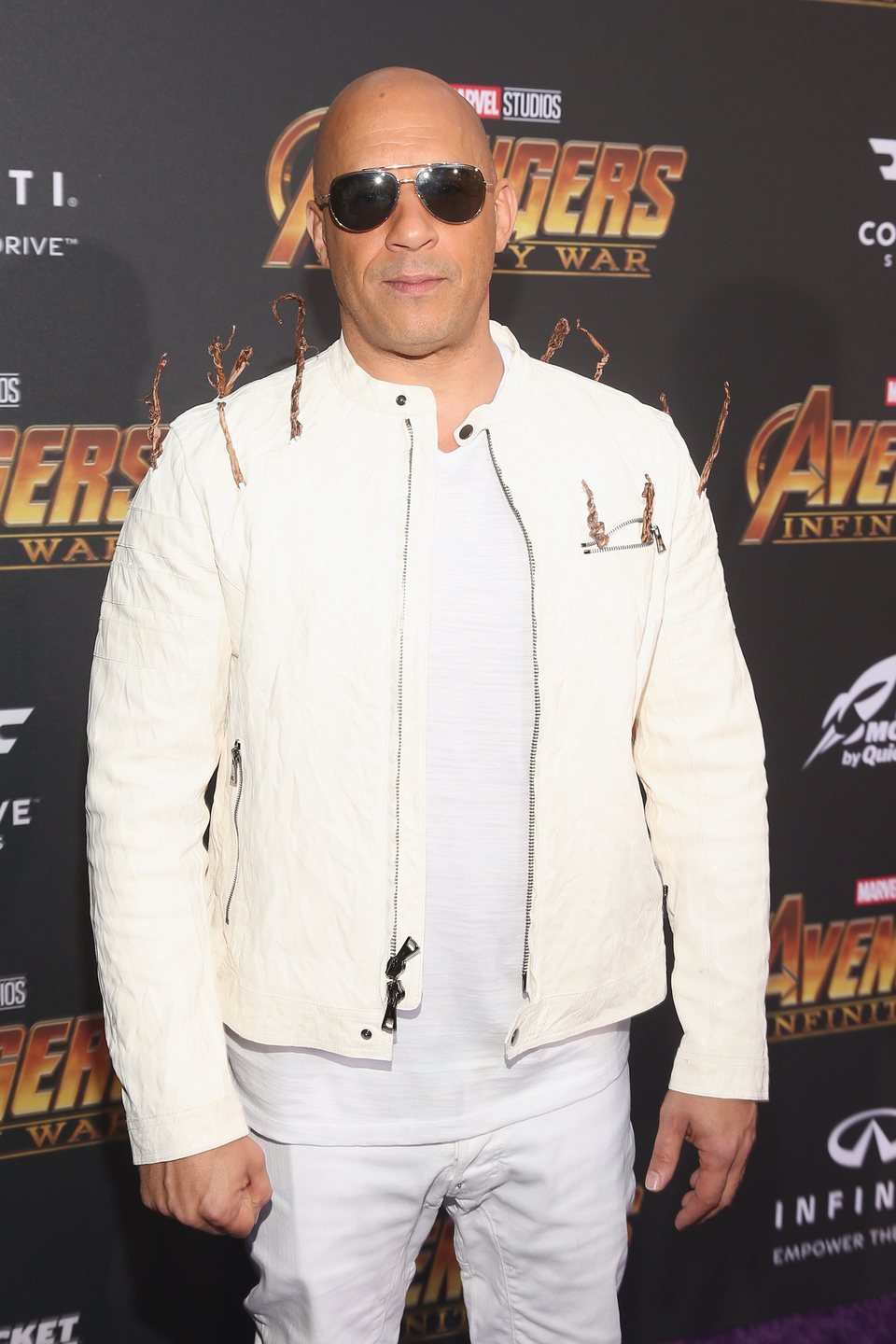 Vin Diesel posa en la alfombra púrpura de la premiere mundial de 'Vengadores: Infinity War'