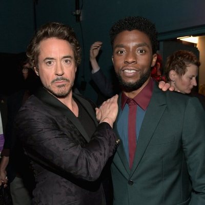 Robert Downey Jr. y Chadwick Boseman posan en la premiere de 'Vengadores: Infinity War'