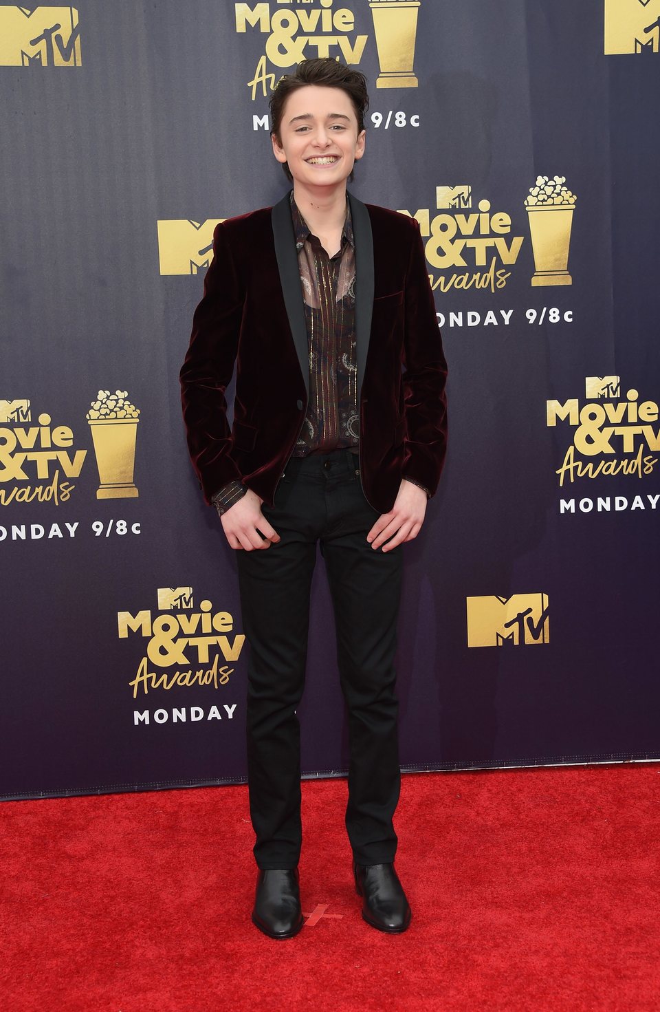 Noah Schnapp en la alfombra roja de los MTV Movie & TV Awards 2018