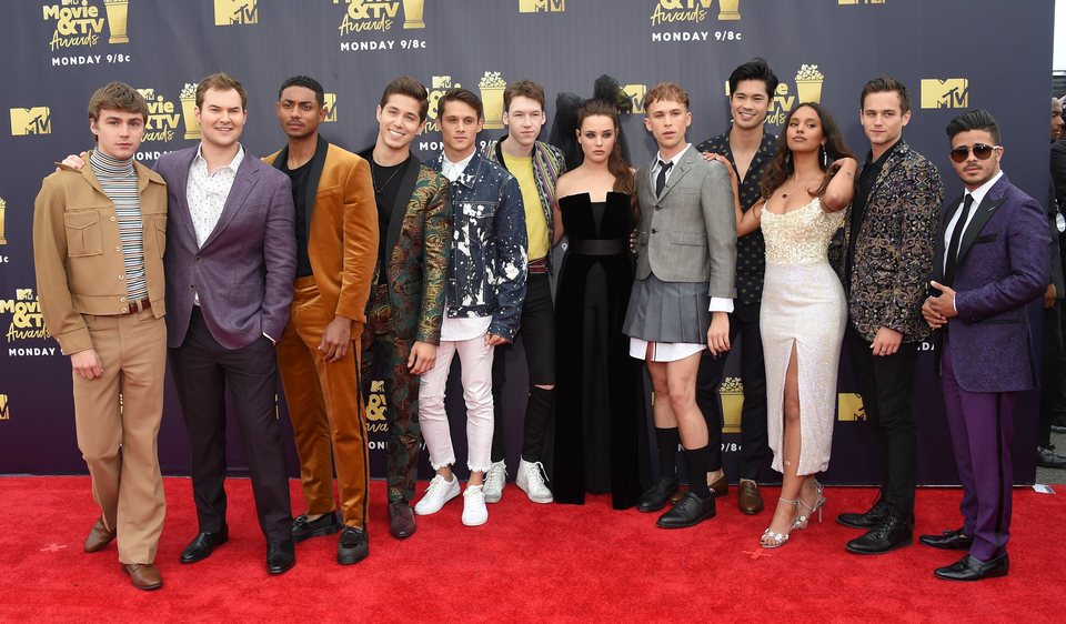 Los actores de 'Por trece razones' en la alfombra roja de los MTV Movie & TV Awards 2018