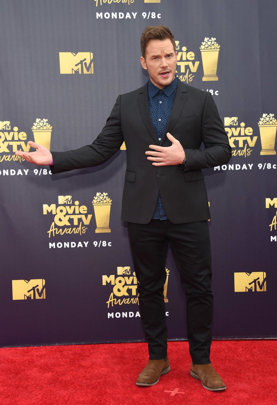 Chris Pratt en la alfombra roja de los MTV Movie & TV Awards 2018