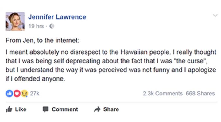  Lawrence apologised