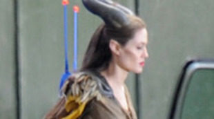 Angelina Jolie hace volar a Maléfica en el rodaje de 'Maleficent'