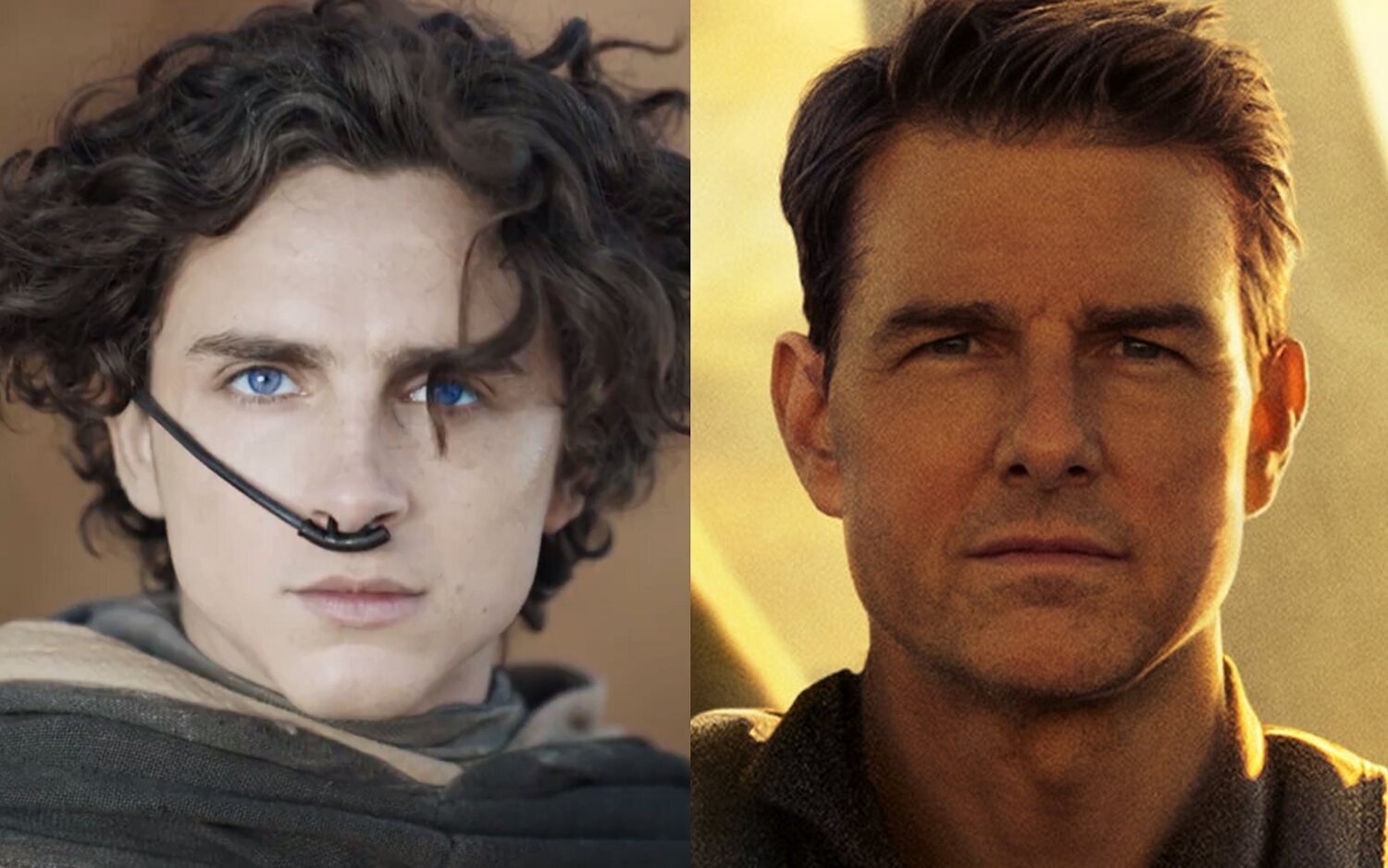 Timothée Chalamet y Tom Cruise en 'Dune: Parte 2' y 'Top Gun: Maverick', respectivamente.