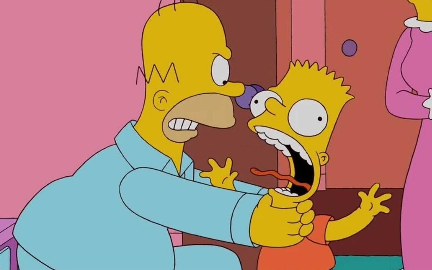 Homer estrangulando a Bart en 'Los Simpson'