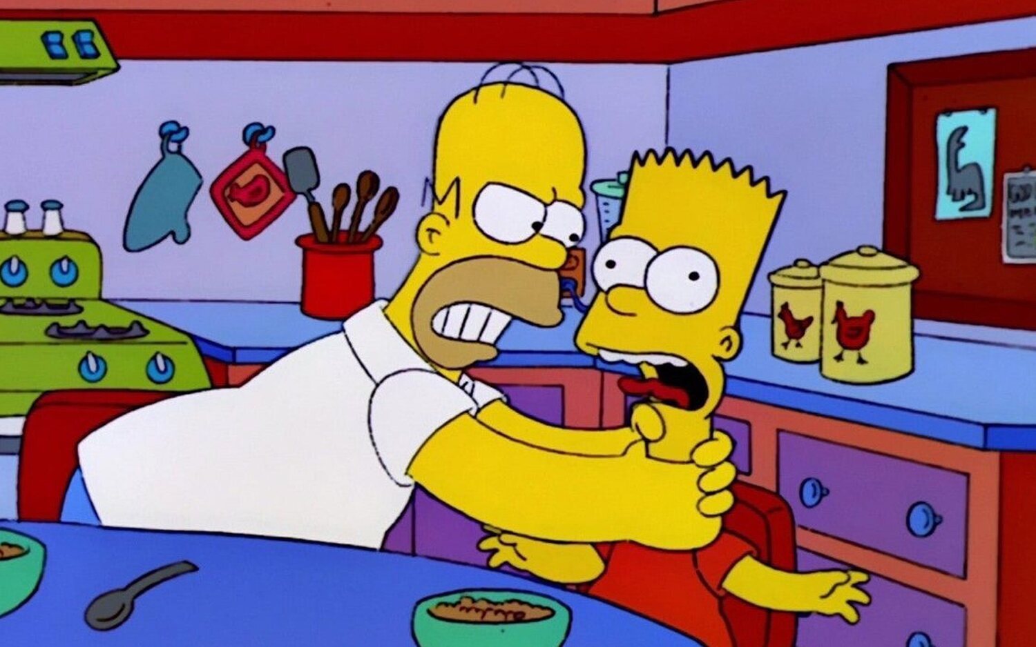 Homer estrangula a Bart en un episodio de 'Los Simpson'