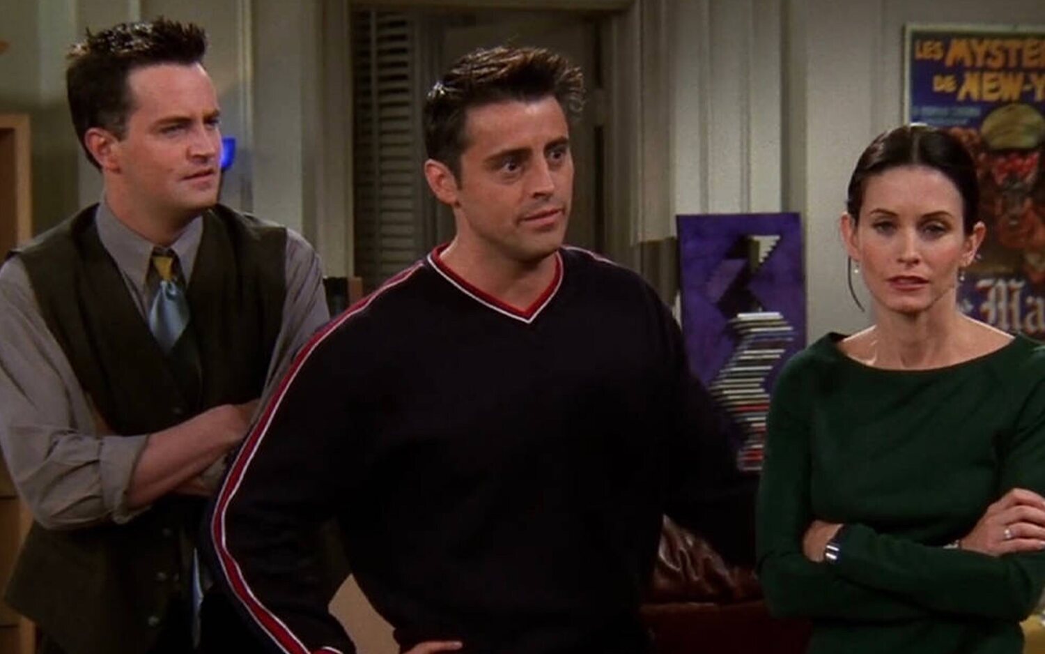 Matthew Perry, Matt LeBlanc y Courteney Cox en 'Friends'