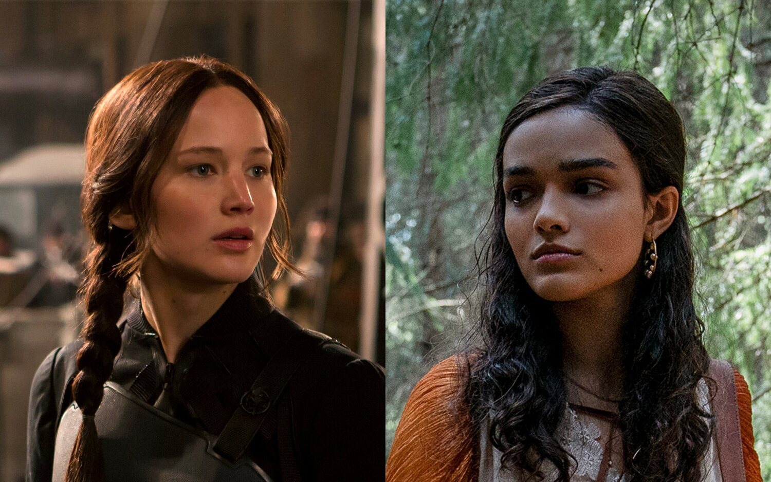 Jennifer Lawrence y Rachel Zegler en la saga 'Los Juegos del Hambre'