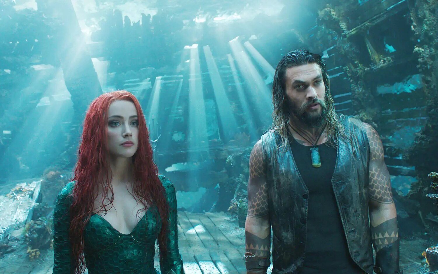 Amber Heard y Jason Momoa en 'Aquaman'