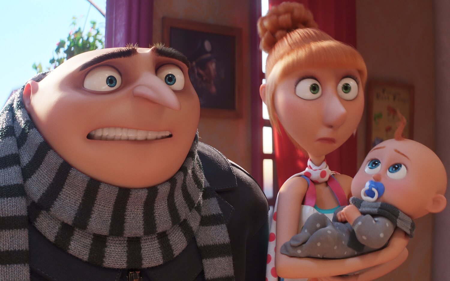 Gru, Lucy y Gru Jr. en 'Gru 4. Mi villano favorito'