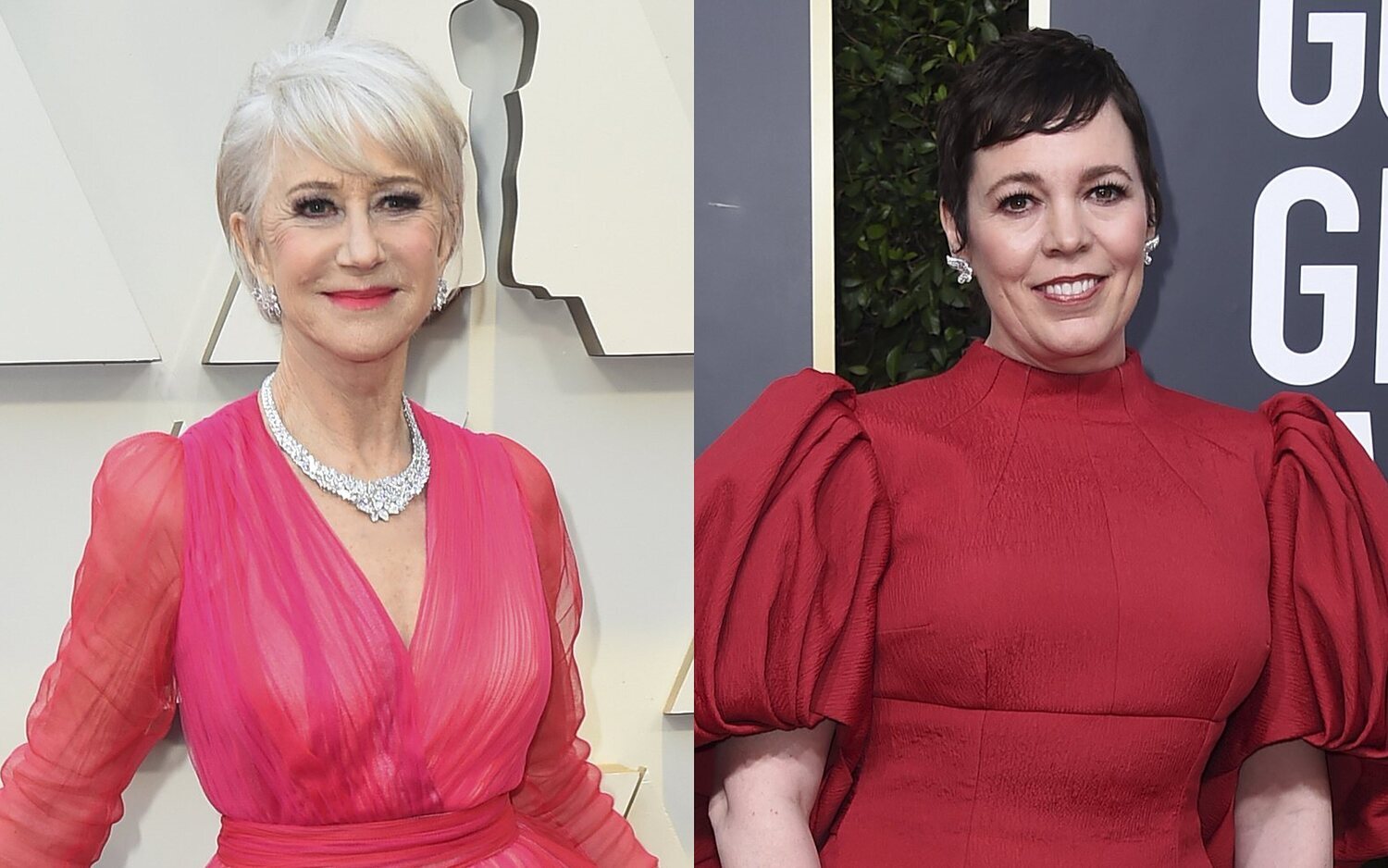 Helen Mirren en los Oscar / Olivia Colman en los Globos de Oro