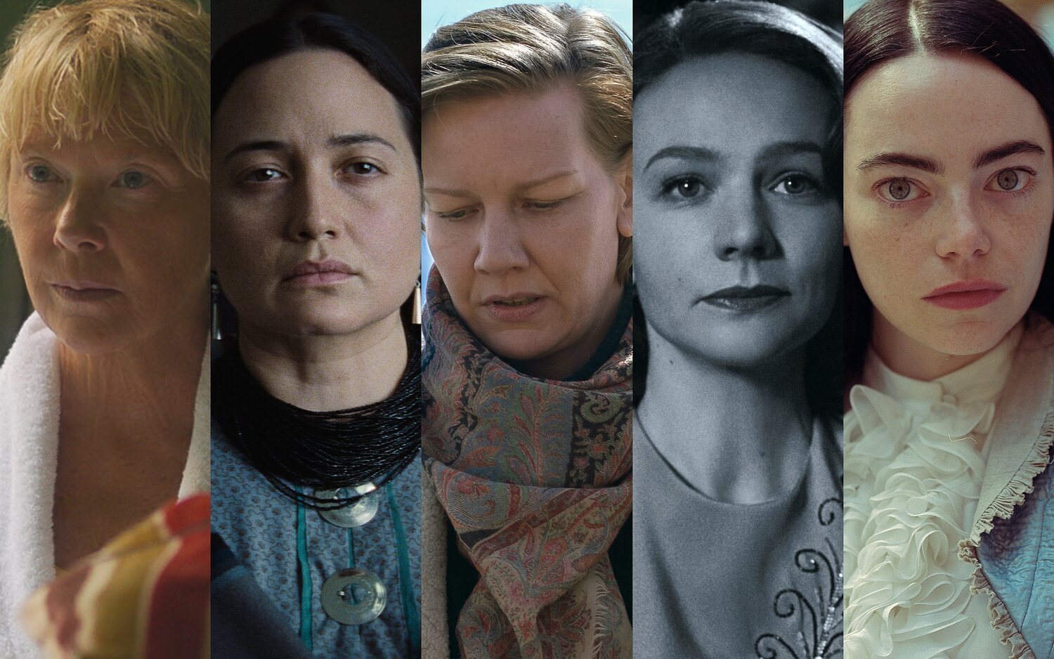 Annette Bening, Lily Gladstone. Sandra Hüller, Carey Mulligan y Emma Stone