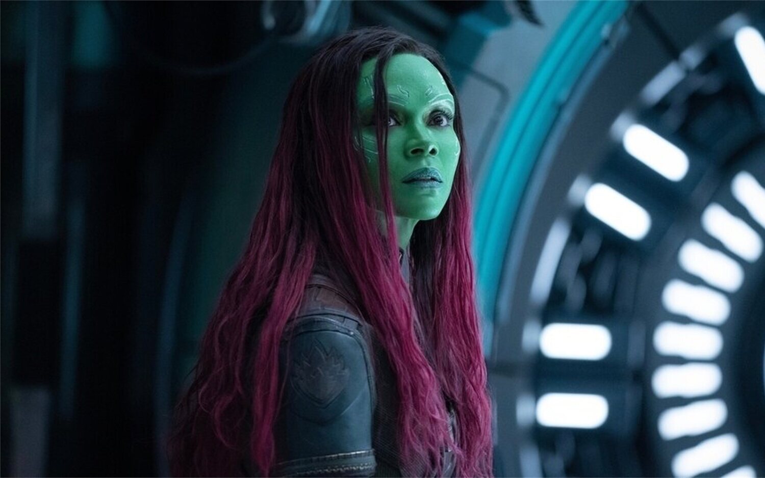 Zoe Saldaña como Gamora en 'Guardianes de la galaxia'